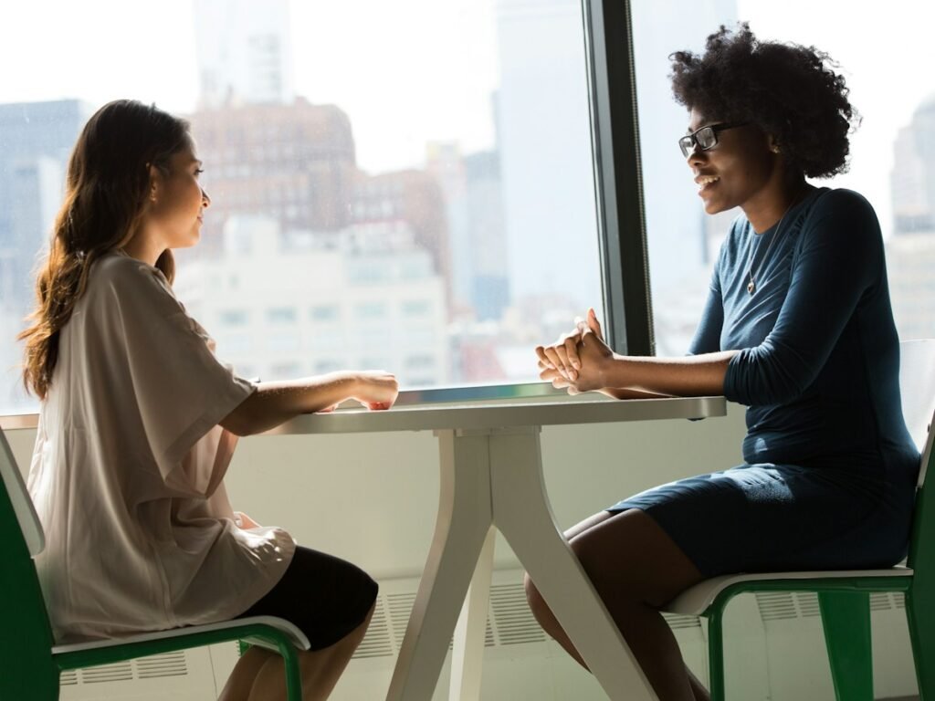 A care coordinator in conversation with a family member